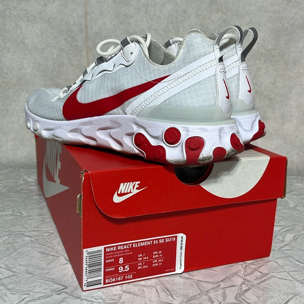 Nike React Element 55 SE SU19 men’s 8 women’s 9.5 like new RED